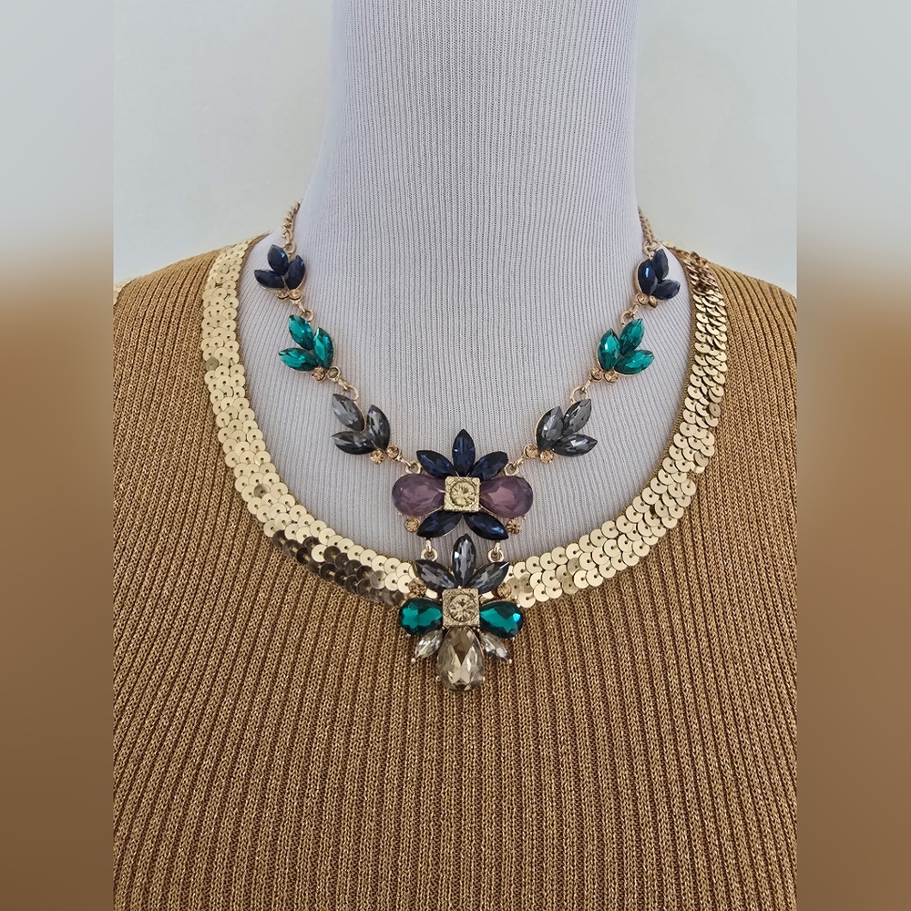 Neiman Marcus Elegant Fashoon Multicolor Statement Crystal Necklace